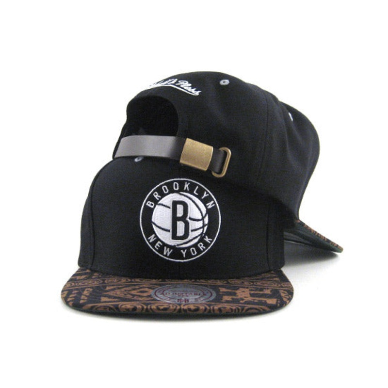 Brooklyn Nets Mitchell&Ness Strapback Hats VE38Z (Black/Brown) One Size