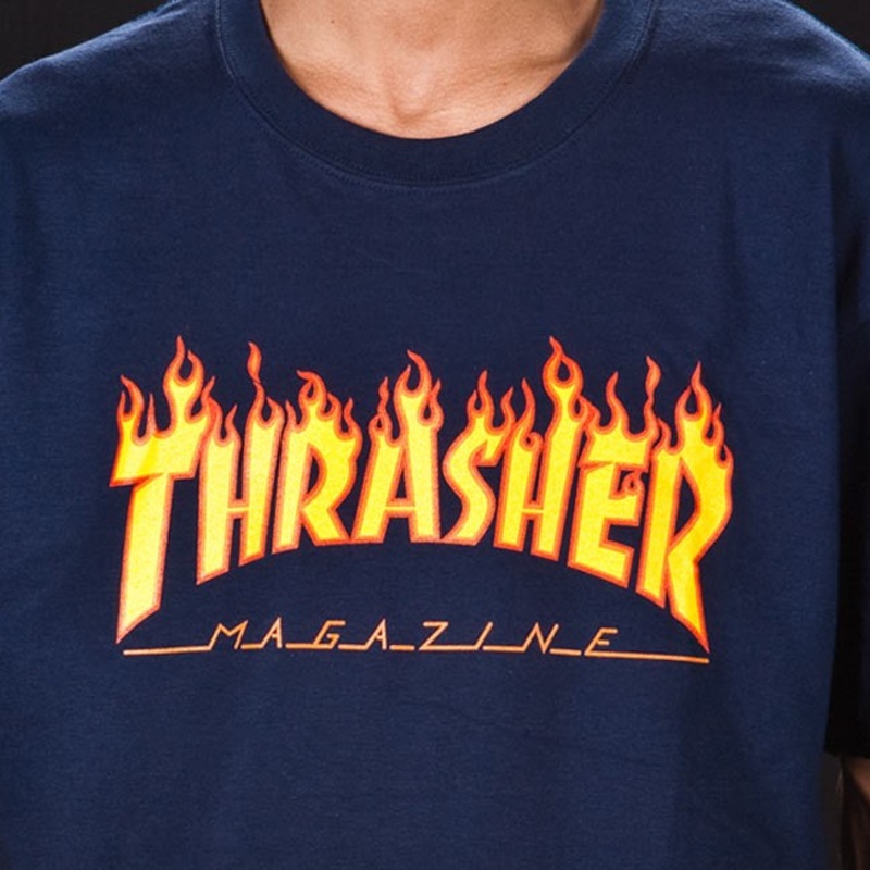 Thrasher Magazine Flame Logo T-Shirt (Navy) s