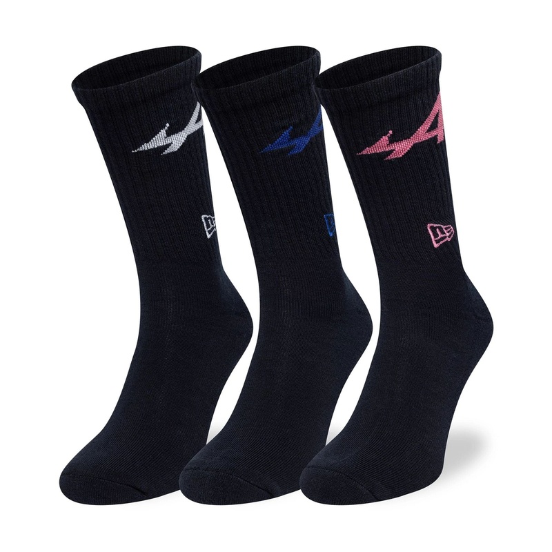 Alpine Racing Alpine Logo Navy 3 Pack Crew Socks 2-5