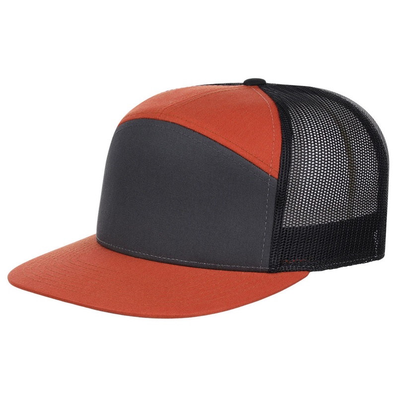Richardson 168 7 Panel Trucker – Charcoal/Orange/Black Adjustable