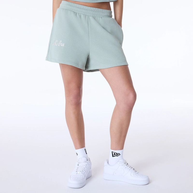 Womens New Era Script Pastel Green Shorts XS
