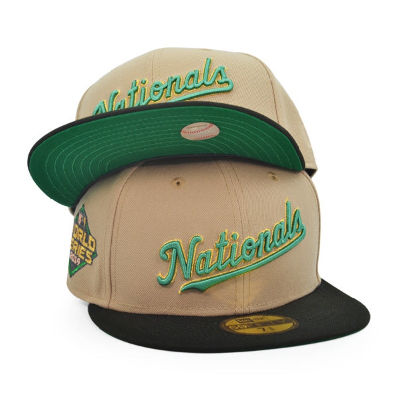 Washington Nationals 2019 WORLD SERIES Exclusive New Era 59Fifty Fitted Hat – Camel/Black 6 7/8