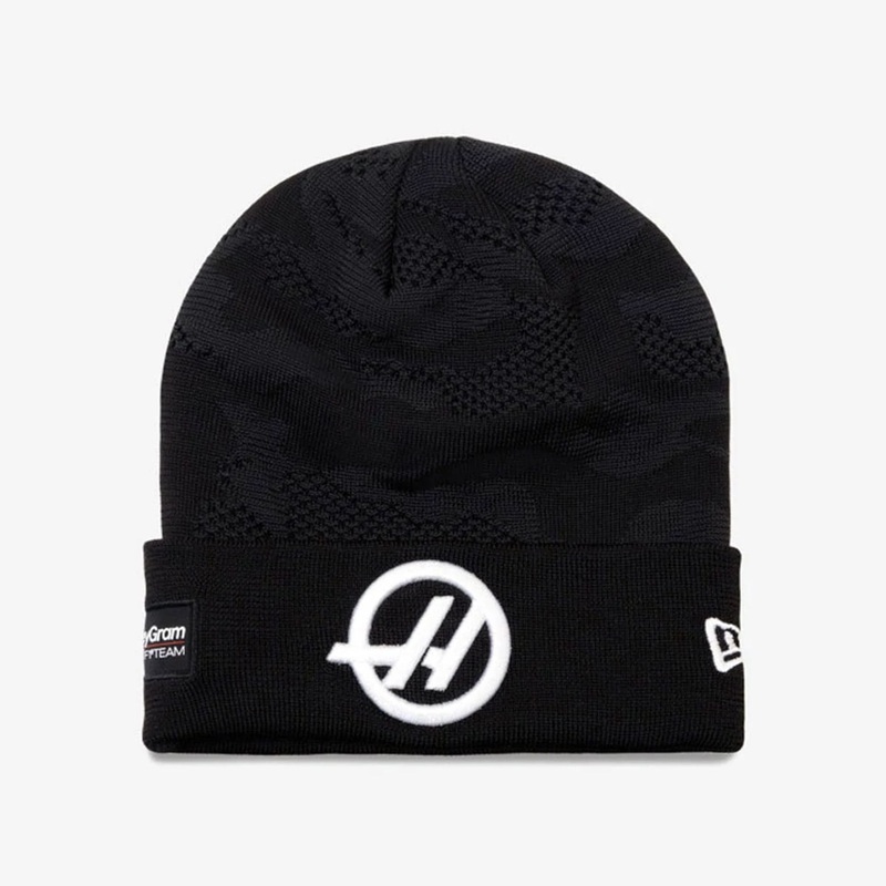 MoneyGram Haas F1 Replica Oliver Bearman Camo Black Cuff Knit Beanie Hat OSFM