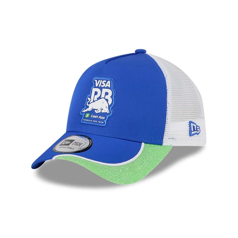 Visa Cash App Racing Bulls Vegas Glitter Blue 9FORTY E-Frame Trucker Adjustable Cap OSFM