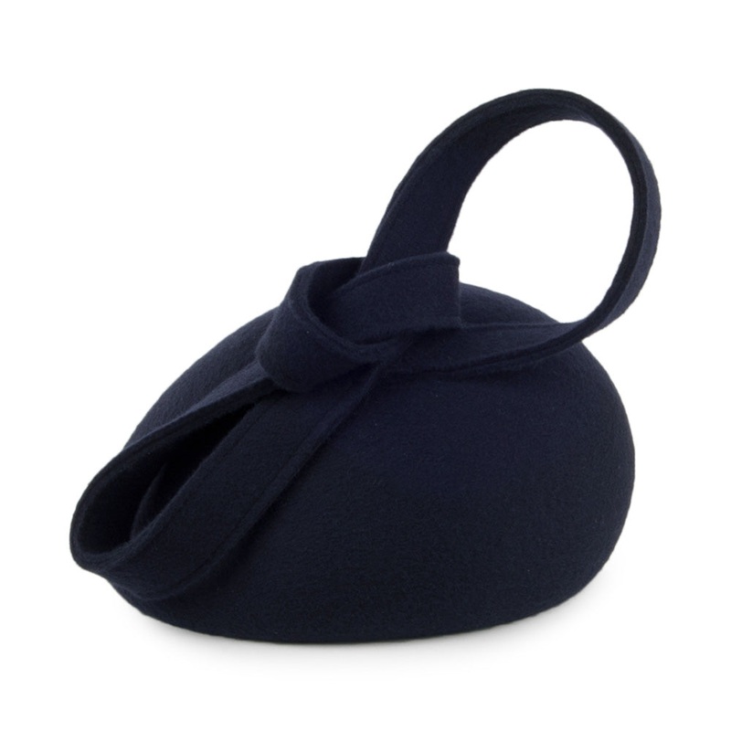 Whiteley Hats Carlita Wool Pillbox Hat with Swirl – Navy Blue 1-Size