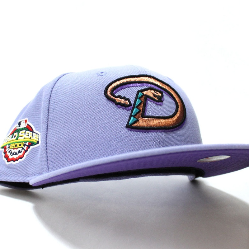 Arizona Diamondbacks 2001 World Series New Era 59Fifty Fitted Hat (Lavender Purple Under Brim) 7