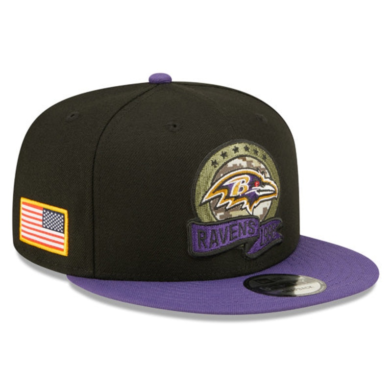Baltimore Ravens NFL 2022 Salute to Service 9FIFTY Snapback Hat – Black/Purple