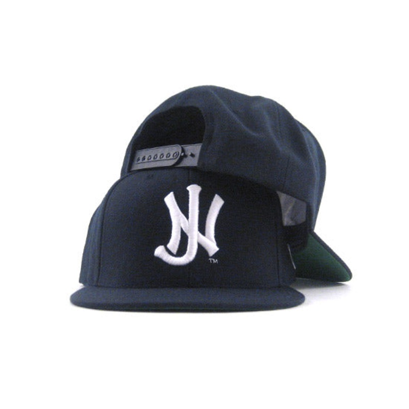 Old School NJ Snapback Hat (Navy White GREEN BOTTOM)