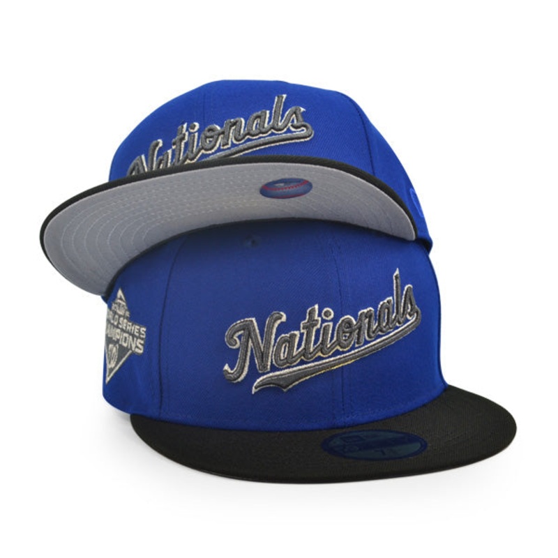 Washington Nationals 2019 World Series Champions Anniversary Exclusive New Era 59Fifty Fitted Hat -Royal/Black 6 7/8