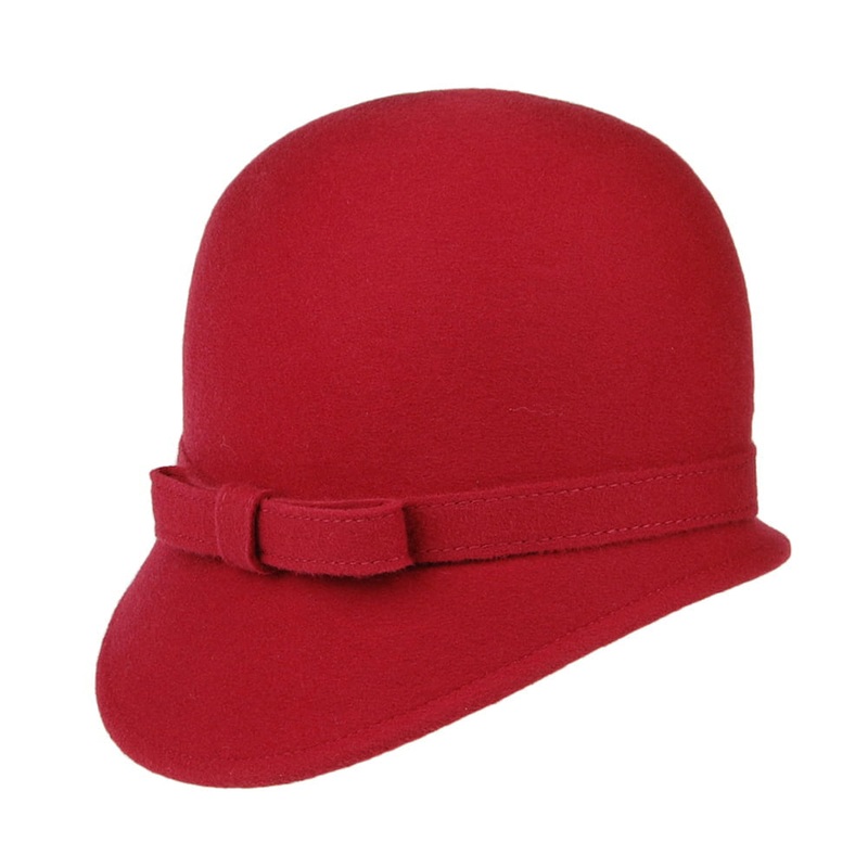 Whiteley Hats Harper Wool Cloche With Bow – Red 1-Size