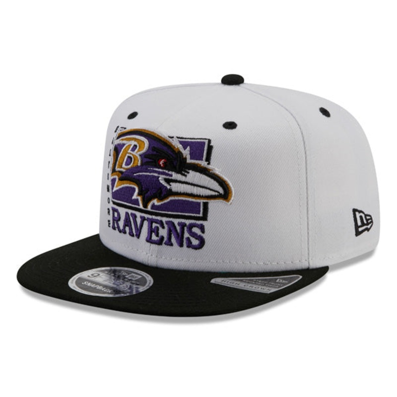 Baltimore Ravens New Era TEAM RETRO 9Fifty Snapback NFL Hat – White/Black/Purple
