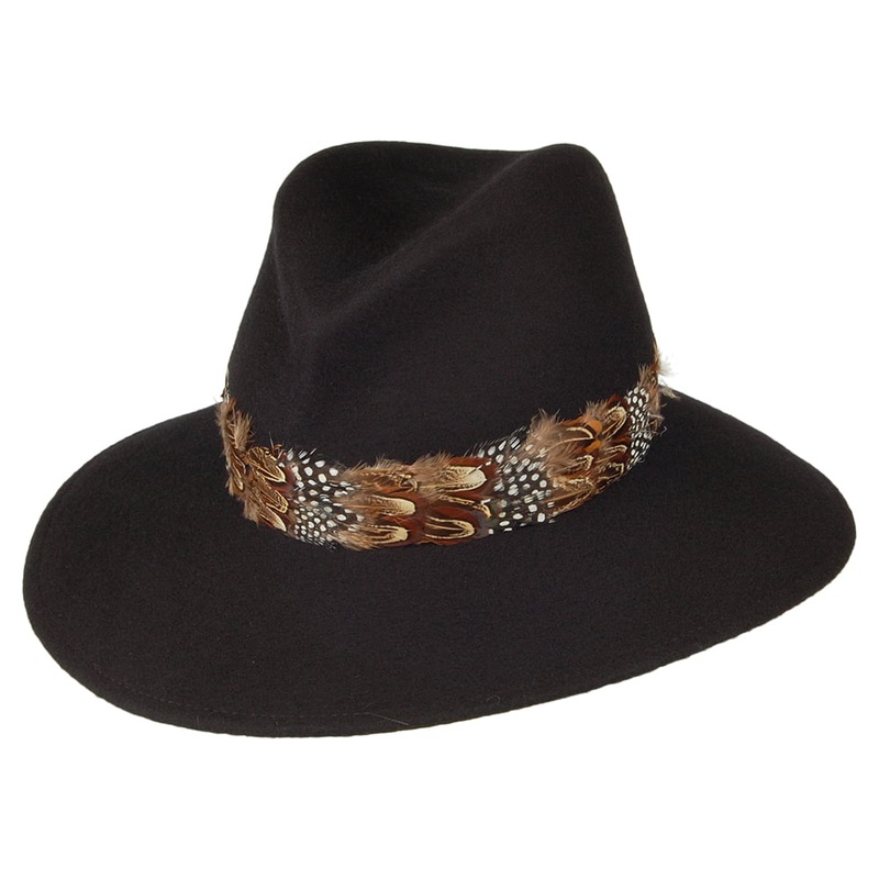 Whiteley Hats Penelope Country Fedora Hat – Black 1-Size