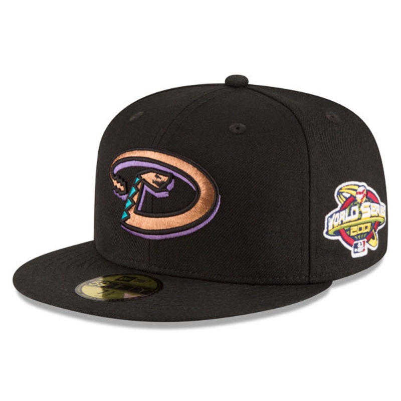Arizona Diamondbacks New Era 2001 WORLD SERIES Side Patch 59FIFTY Fitted MLB Hat  Black/Copper/Gray Bottom 7 1/8
