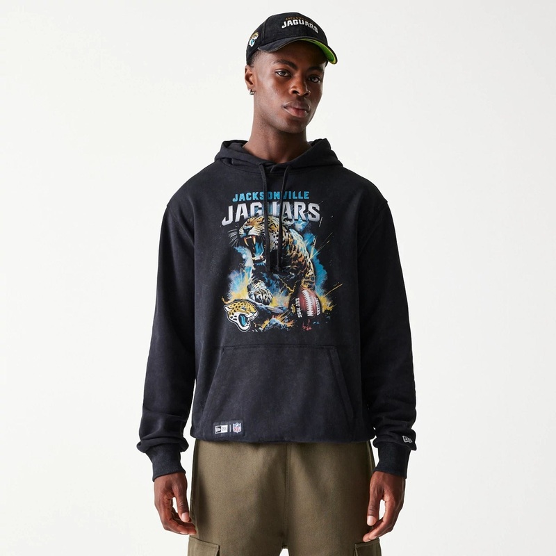 Jacksonville Jaguars NFL Games Premium Apparel Black Oversized Pullover Hoodie XS