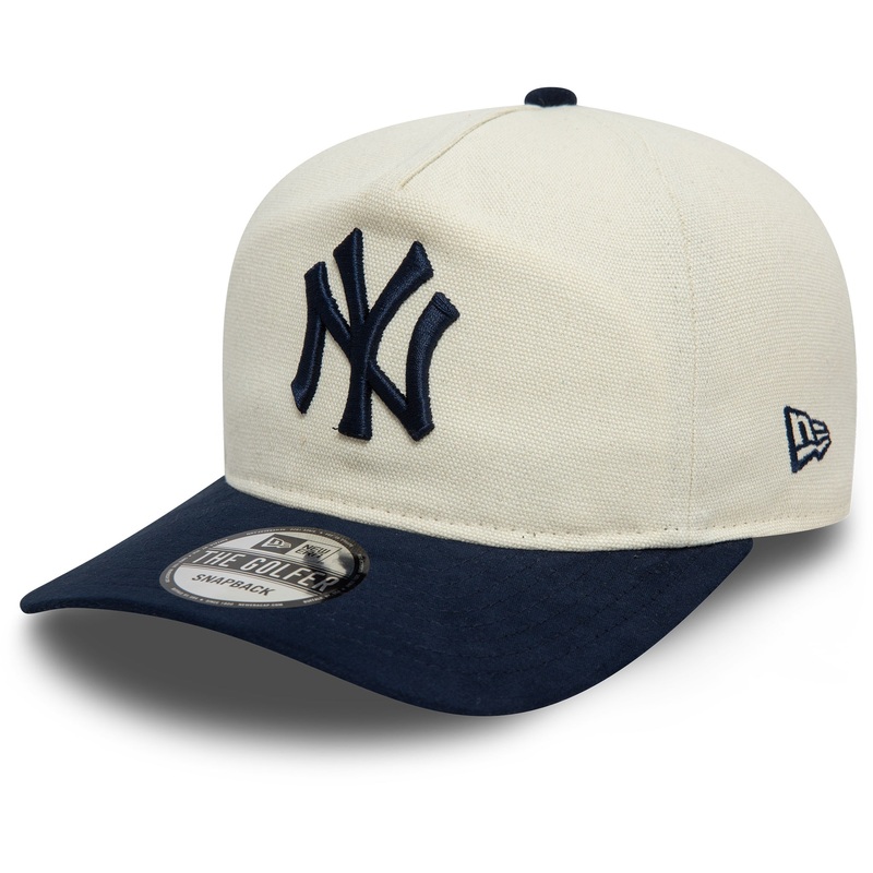 New York Yankees GOLFER Script Precurved Ivory/Navy Cap One Size