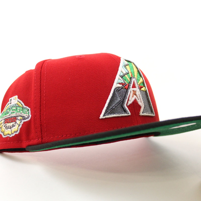 Arizona Diamondbacks 2001 World Series New Era 59Fifty Fitted Hat (Scarlet Black Green Under Brim) 7
