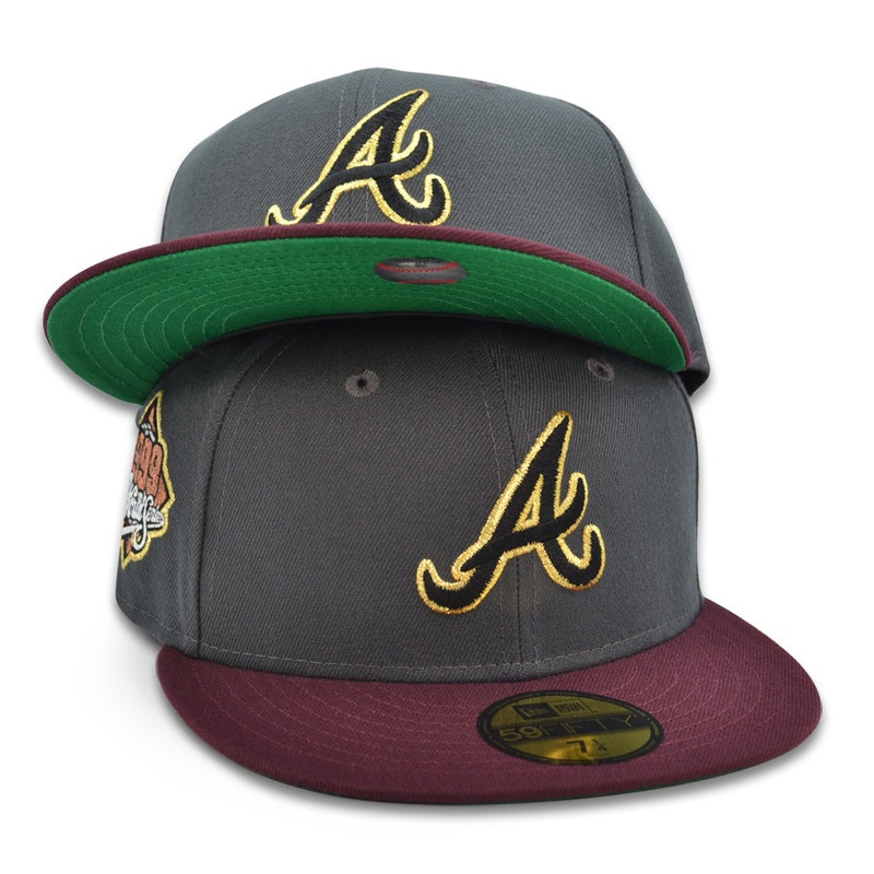 Atlanta Braves “ATL” Exclusive New Era 59Fifty Fitted Hat – Graphite/Maroon 6 7/8