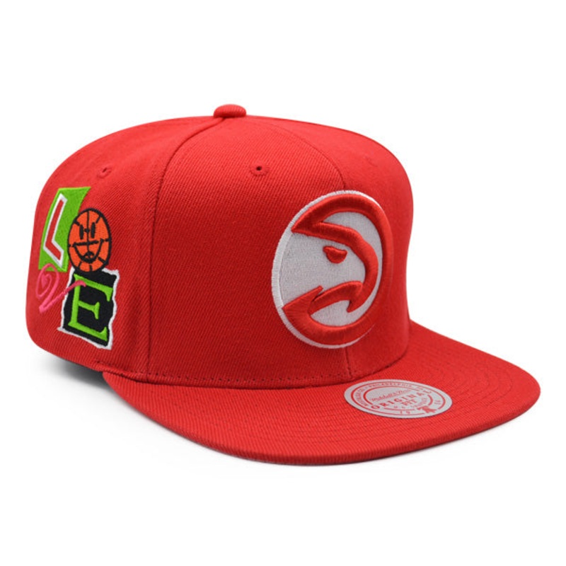 Atlanta Hawks Mitchell & Ness ALL LOVE Snapback Hat – Red/Pink Bottom