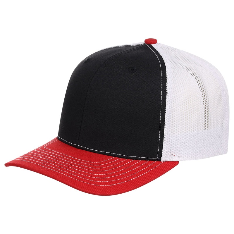 Richardson 112 Trucker – Black/White/Red Adjustable