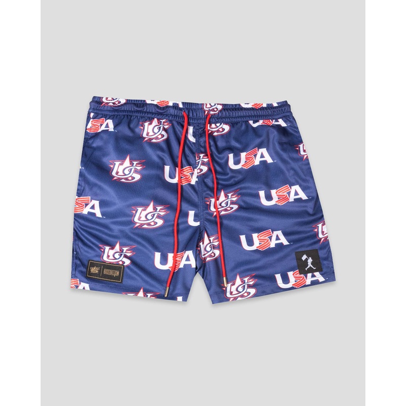 USA Pattern Diamond Air Mesh Shorts (Navy) – Baseballism x USA Baseball Small