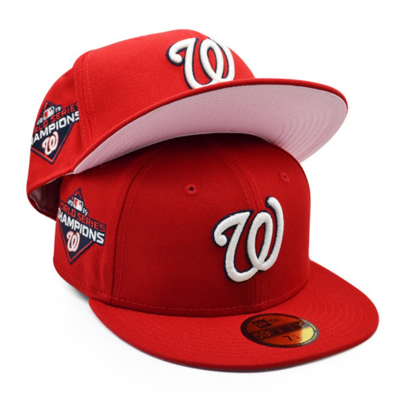 Washington Nationals 2019 WORLD SERIES CHAMPIONS Exclusive New Era GLOW 59Fifty Fitted Hat – Red/Pink Bottom 7