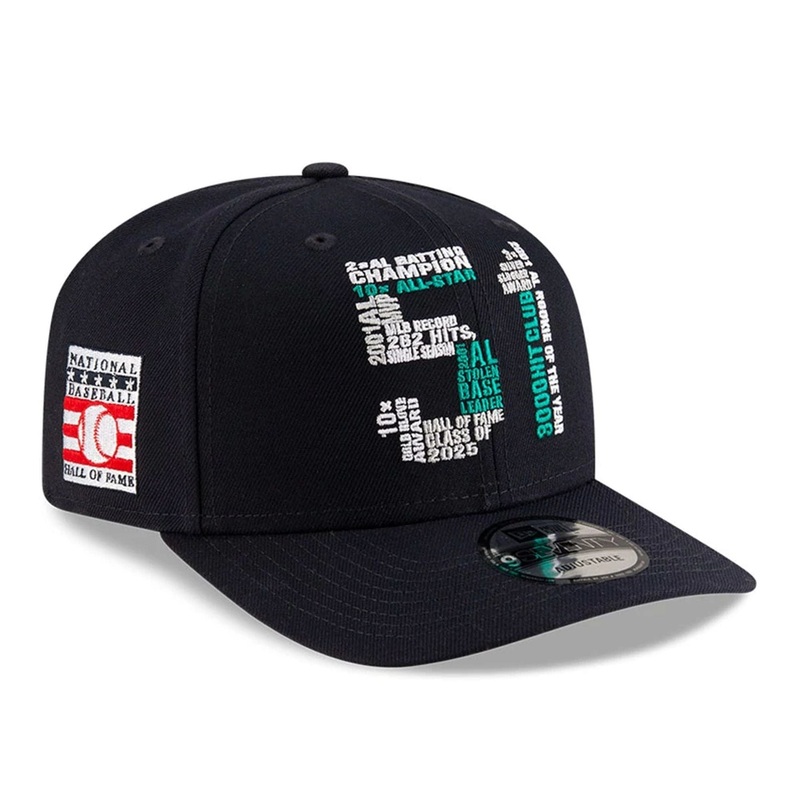Seattle Mariners MLB 2025 Ichiro Hall Of Fame Navy 9SEVENTY Stretch Snap Adjustable Cap OSFM