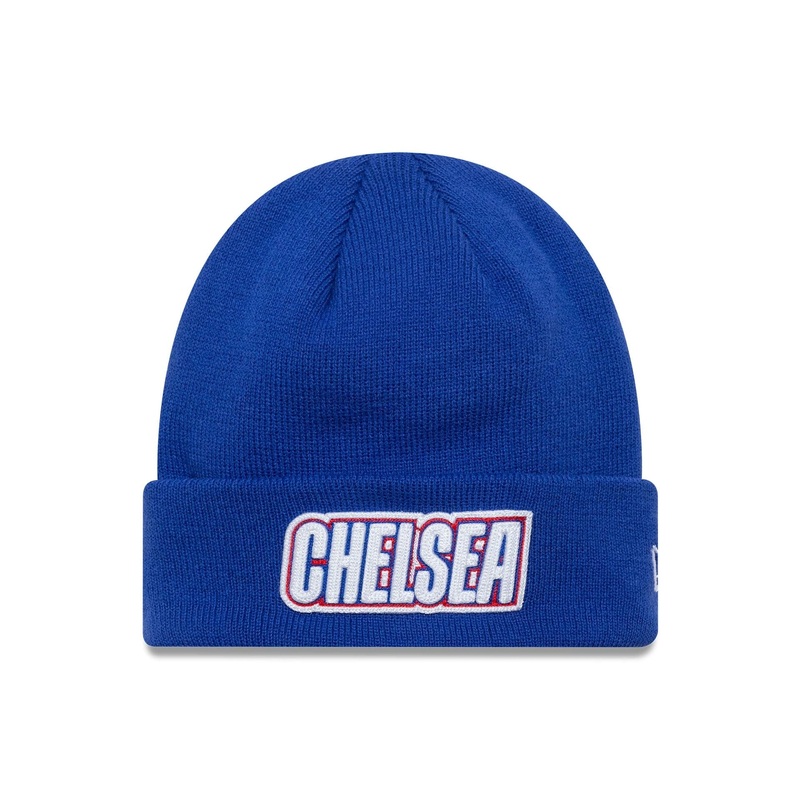 Chelsea FC Lion Crest Keyline Blue Cuff Knit Beanie Hat OSFM