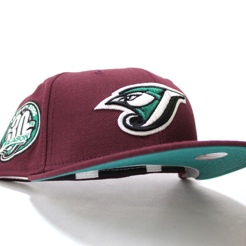 Toronto Blue Jays 30th Season New Era 59Fifty Fitted Hat (Maroon Teal Under Brim) 7