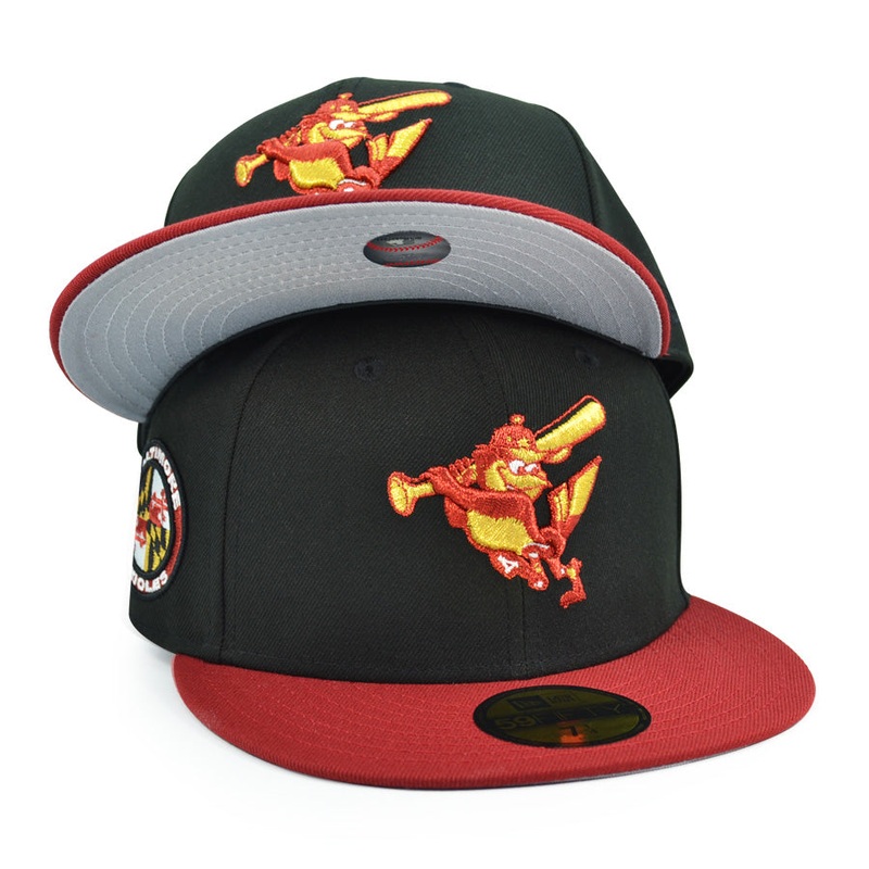 Baltimore Orioles MD FLAG Exclusive New Era 59Fifty Fitted Hat – Black/H Red 6 7/8