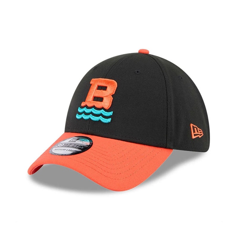 Chesapeake Baysox MiLB AC Perf Black 39THIRTY Stretch Fit Cap S-M