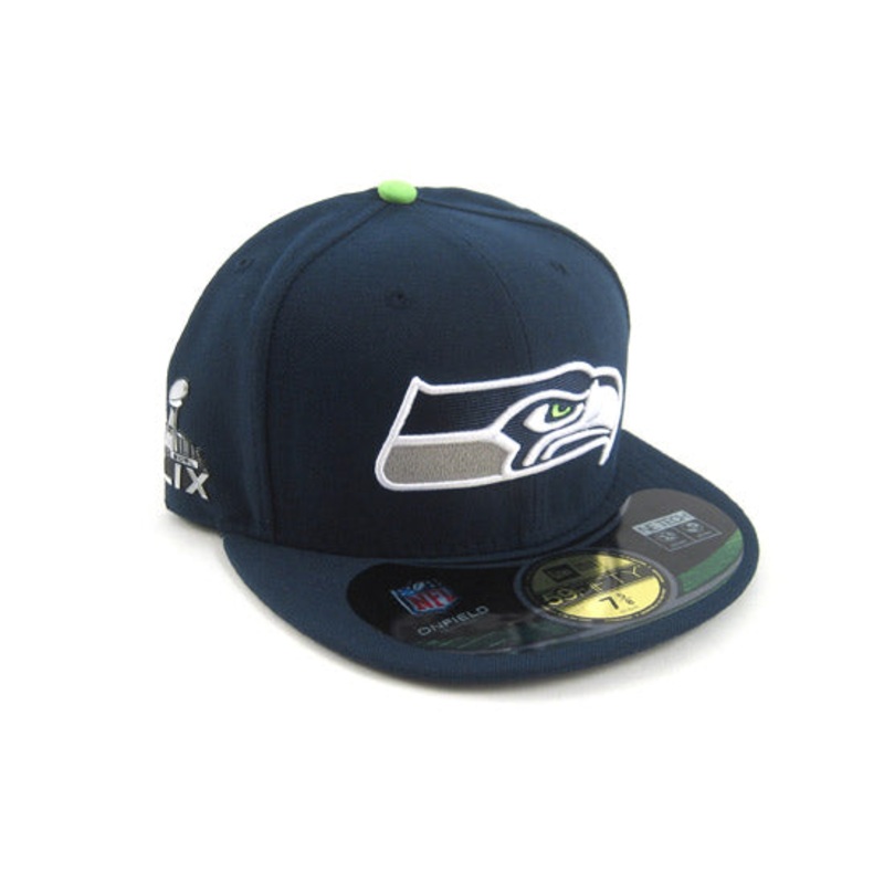 NFL Super Bowl XLIX 2015 Seattle Seahawks New Era 59Fifty Fitted Hats on field 49th championships Caps 7 3/4