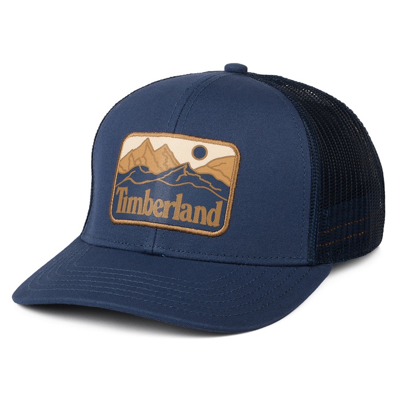 Timberland Hats Mountain Line Patch Trucker Cap – Dark Blue Adjustable