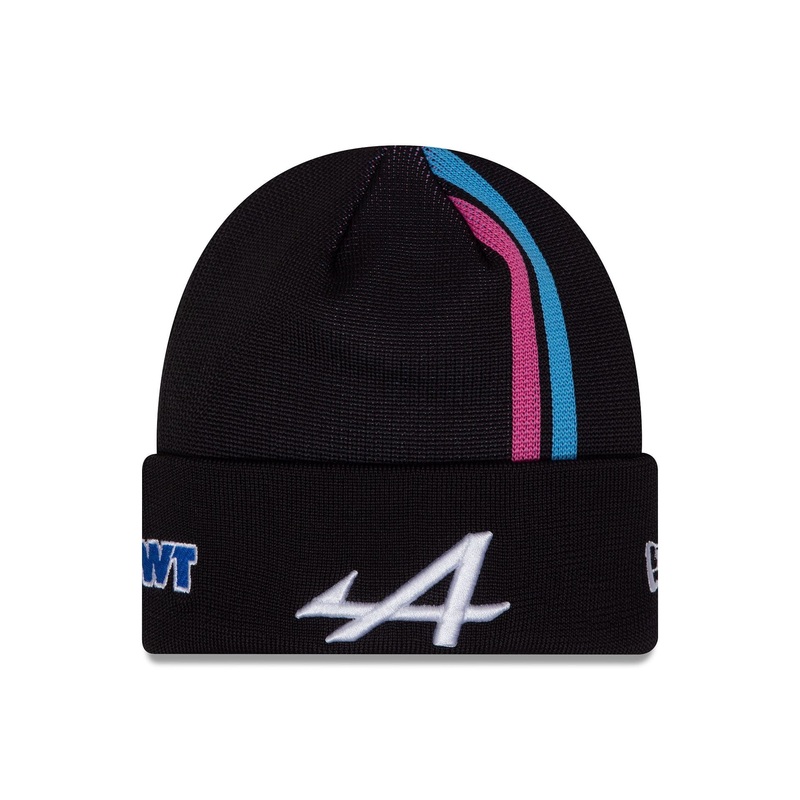 Alpine Racing Esteban Ocon Youth Black Stripe Cuff Knit Beanie Hat Youth