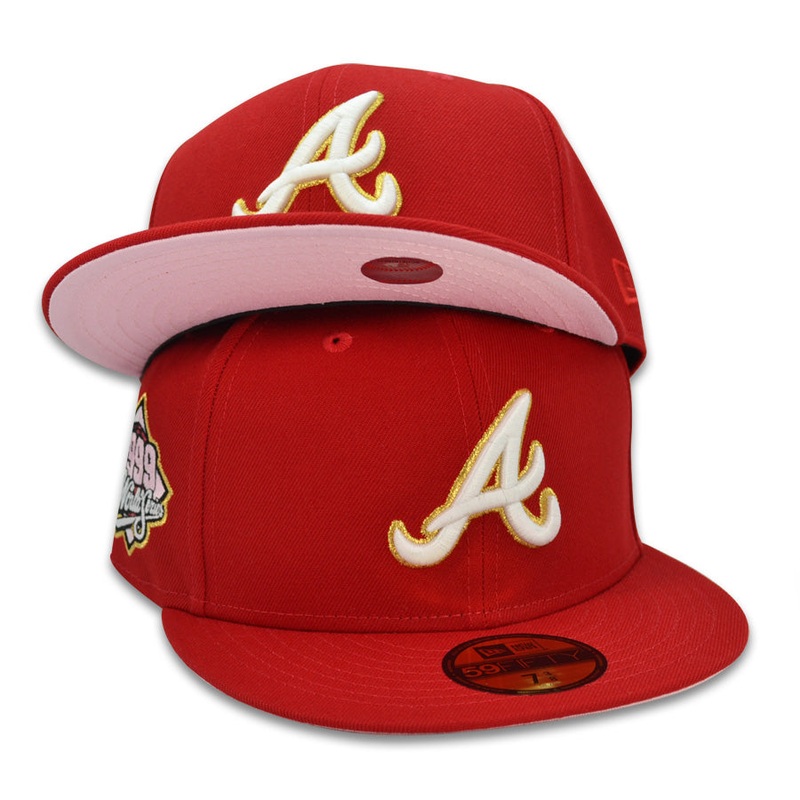 Atlanta Braves 1999 WORLD SERIES Exclusive New Era 59Fifty Fitted Hat – Red Pinky 6 7/8
