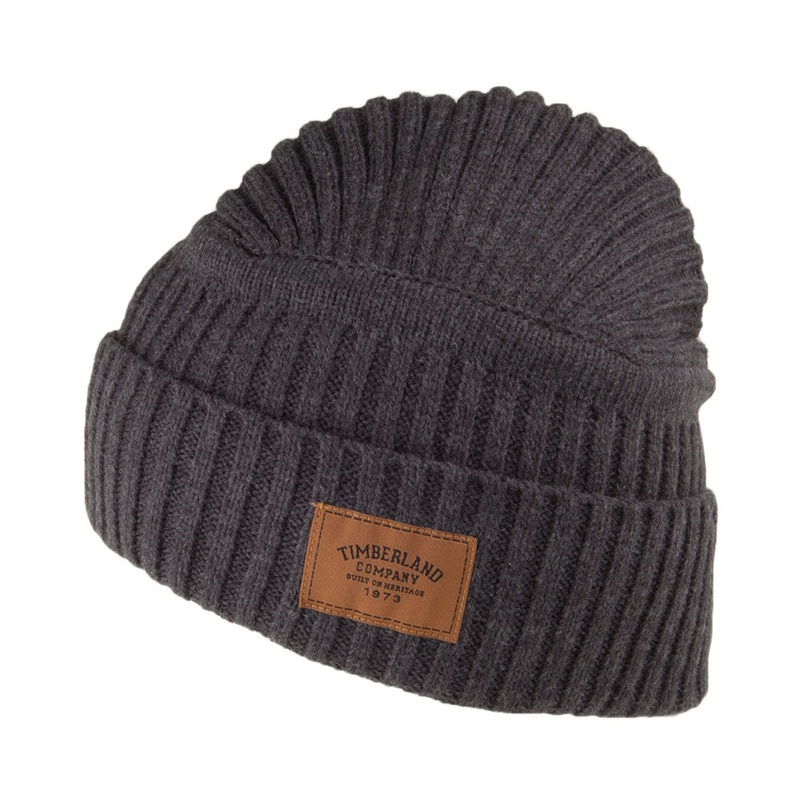 Timberland Hats Gulf Beach Ribbed Beanie Hat – Charcoal 1-Size