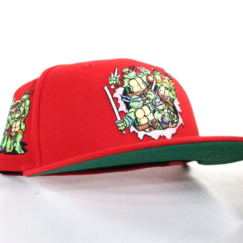 The Teenage Mutant Ninja Turtles New Era 59Fifty Fitted Hat (RED Green Under Brim) 6 7/8