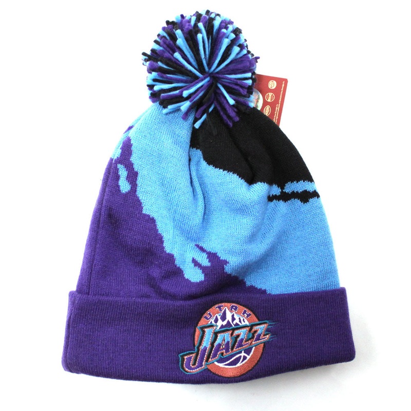 Utah Jazz Paintbrush Mitchell and Ness Pom Beanie (TEAM COLORS) One Size