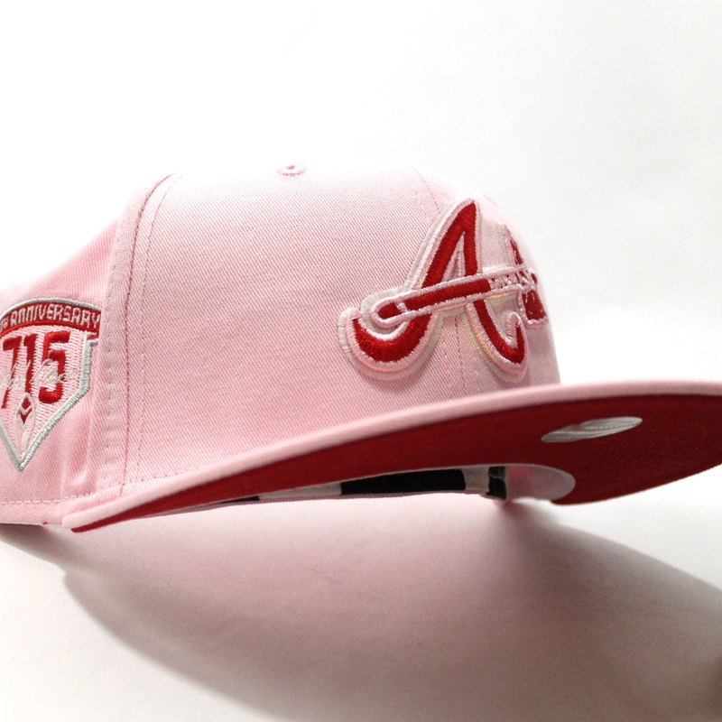 Atlanta Braves 40th Anniversary New Era 59Fifty Fitted Hat (Glow in the Dark Pink Red Under Brim) 7