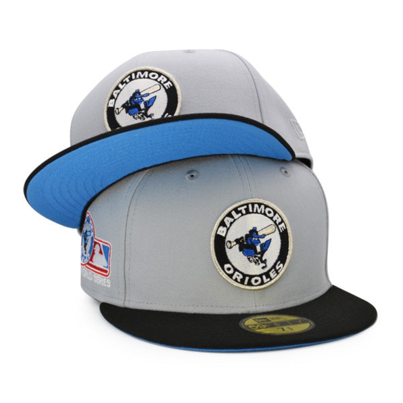 Baltimore Orioles THIRD WORLD SERIES SIDE PATCH Exclusive New Era 59Fifty Fitted Hat – Gray/Black/Sky UV 7