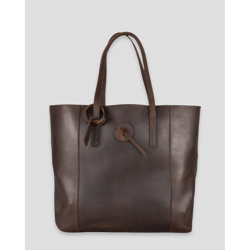 Vintage Glove Leather Tote – Dark Chocolate