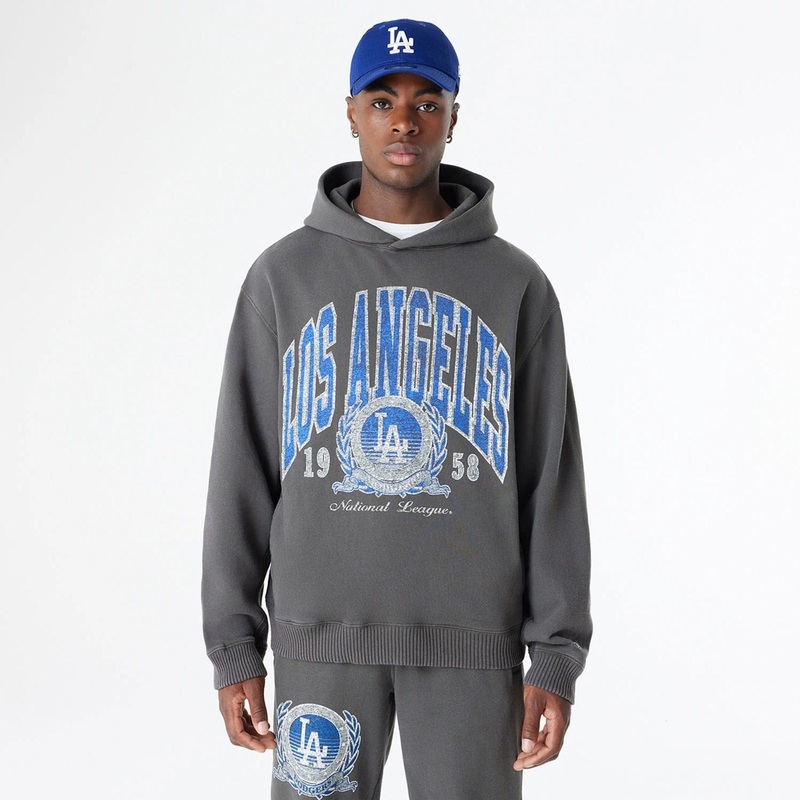 LA Dodgers Oversized Essential Dark Grey Oversized Pullover Hoodie S