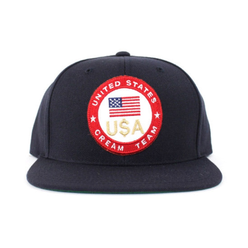 United States CREAM TEAM Snapback Hats (Navy Green Under Brim) One Size