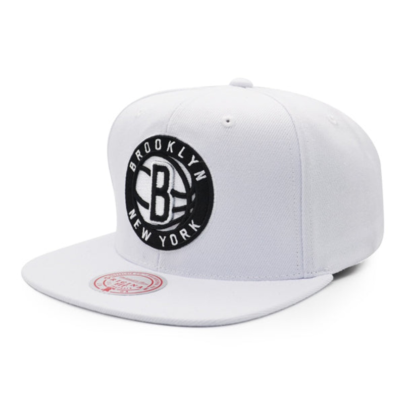 Brooklyn Nets Mitchell & Ness CLASSIC WHITE Snapback Hat – White/Black
