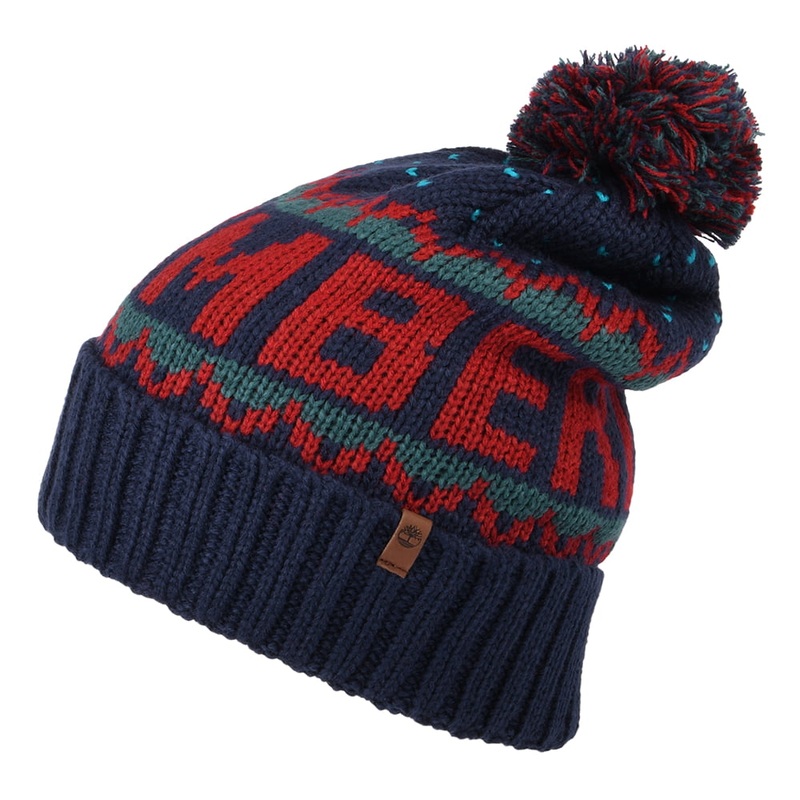 Timberland Hats Knit-In Cuffed Bobble Hat – Navy-Multi 1-Size