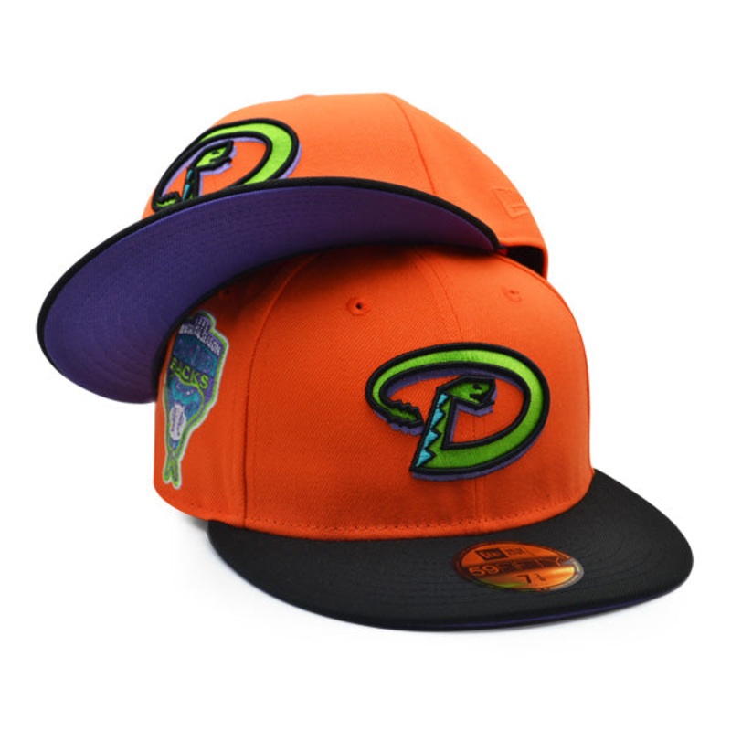 Arizona Diamondbacks 1998 INAUGURAL SEASON Exclusive New Era 59Fifty Fitted Hat -Orange/Black 7