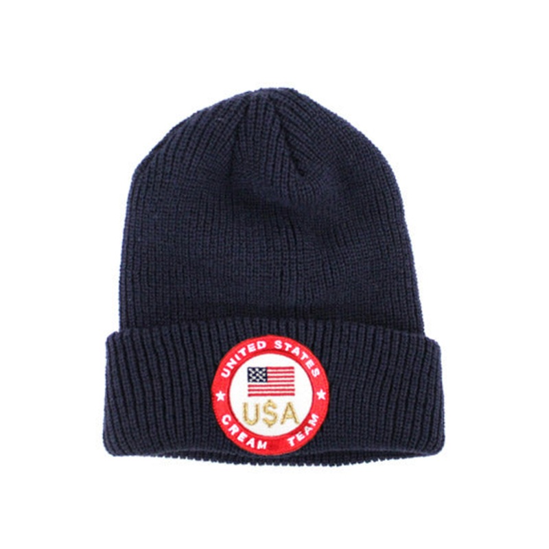 United States CREAM TEAM Beanie (Navy Red Logo) One Size