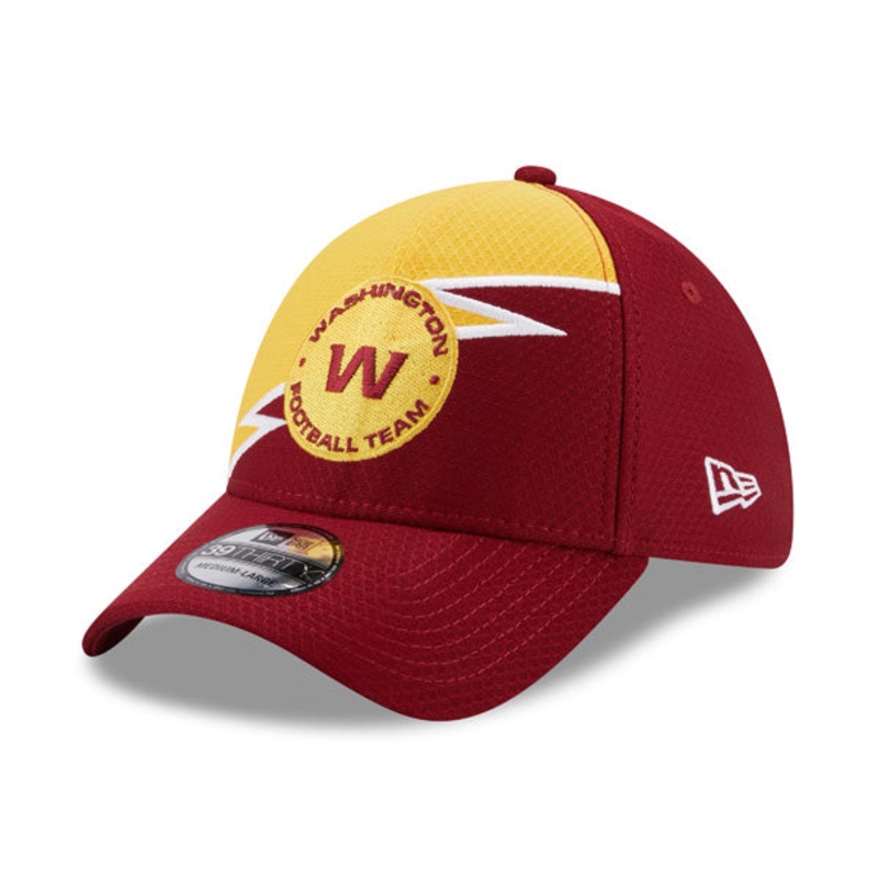 Washington Football Team NFL New Era Bolt 39THIRTY Flex Hat – Burgundy/Yellow L/XL