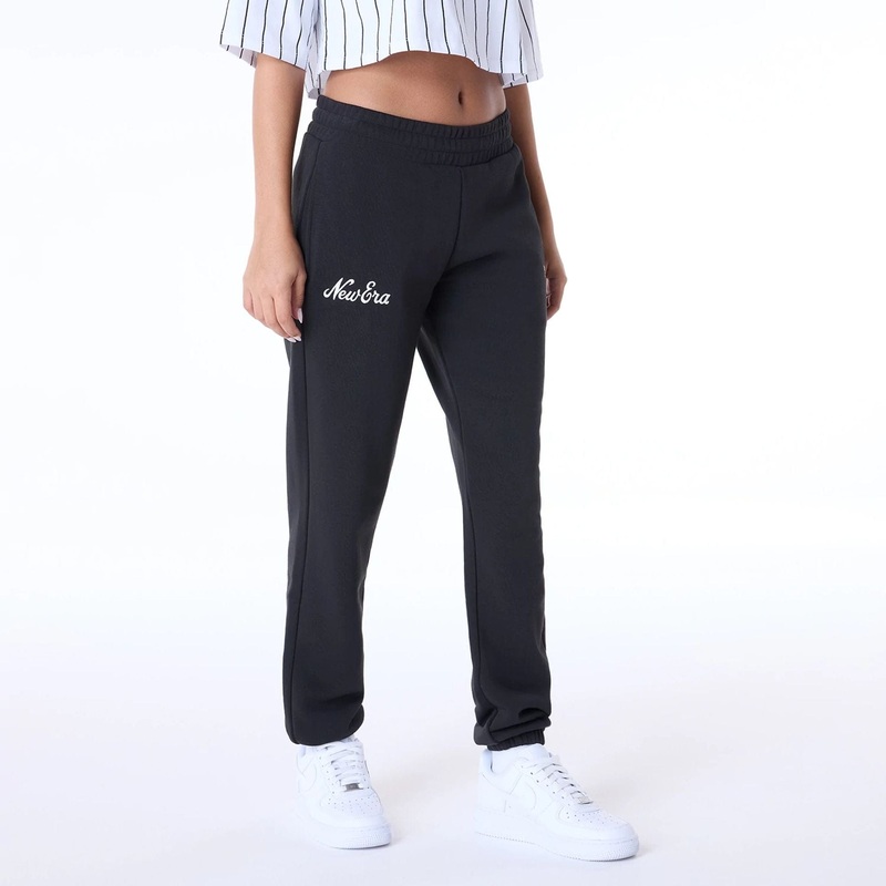 Womens New Era Script Black Joggers XS