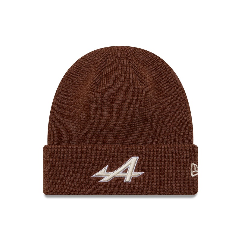Alpine Racing Waffle Brown Cuff Knit Beanie Hat OSFM