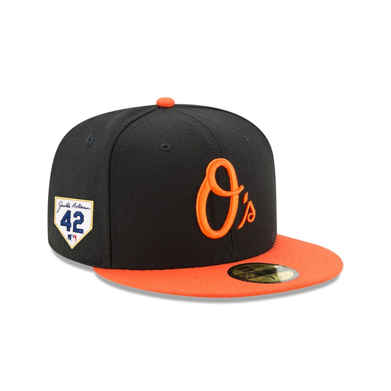 Baltimore Orioles New Era 2024 Jackie Robinson Day 59FIFTY Fitted Hat – Black/Orange 6 7/8